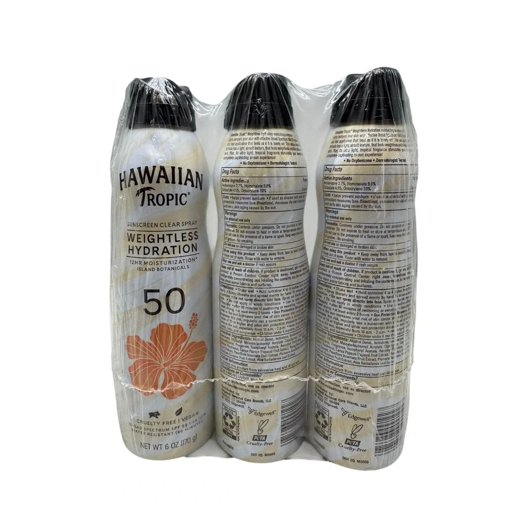 3-PACK Hawaiian Tropic Weightless Hydration Sunscreen Clear Spray SPF 70
